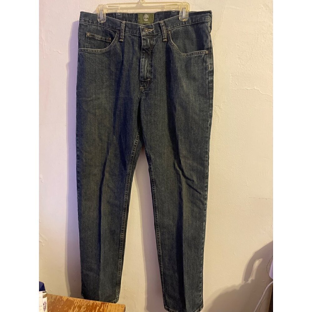 Timberland Men Jeans Medium Wash Blue Jeans Straight Fit Size 35X32